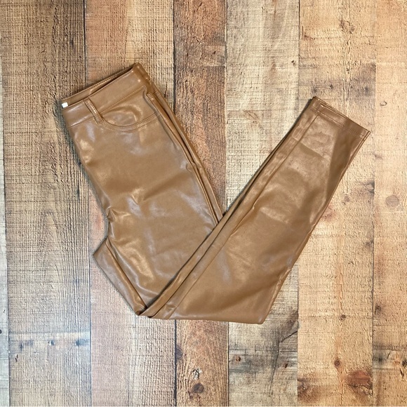 Wilfred Free Pants - Wilfred Free Aritzia Vegan Leather Skinny Pants Cognac Brown High Waisted Size 2